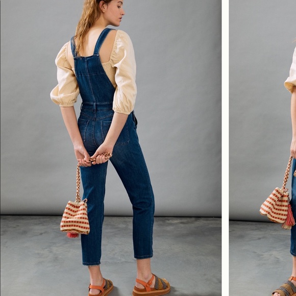 Anthropologie denim overalls med wash jean 28P NWTS - Picture 4 of 10